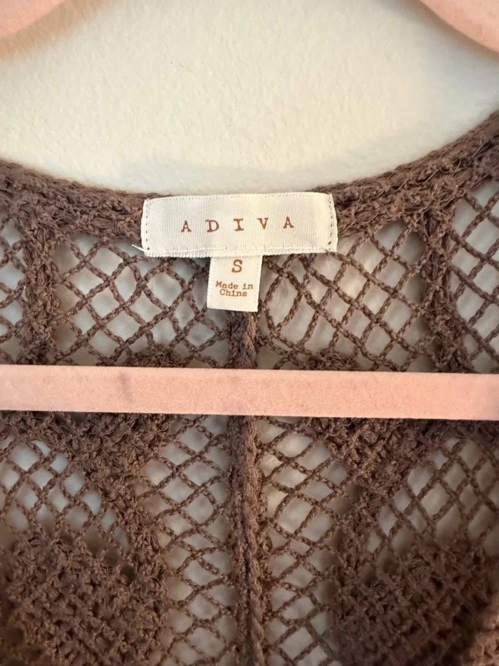 Adiva Open-Weave Crochet Vest in Brown - Picture 2 of 6